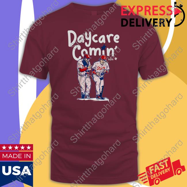 Brandon Marsh & Bryson Stott Daycare Comin' Tee Shirt Brandon Marsh & Bryson Stott Daycare Comin' Tee Shirt