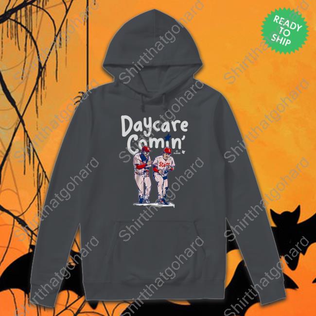 Brandon Marsh & Bryson Stott Daycare Comin' Tee Shirt Brandon Marsh & Bryson Stott Daycare Comin' Tee Shirt