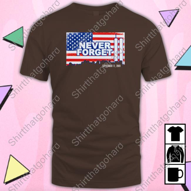 911 Memorial Never Forget Flag Tee Shirt