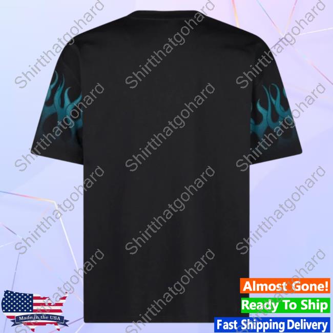 Official Vision Of Super Black Shirt 2023 With Light Blue Gradient Flames Official Vision Of Super Black T Shirt With Light Blue Gradient Flames