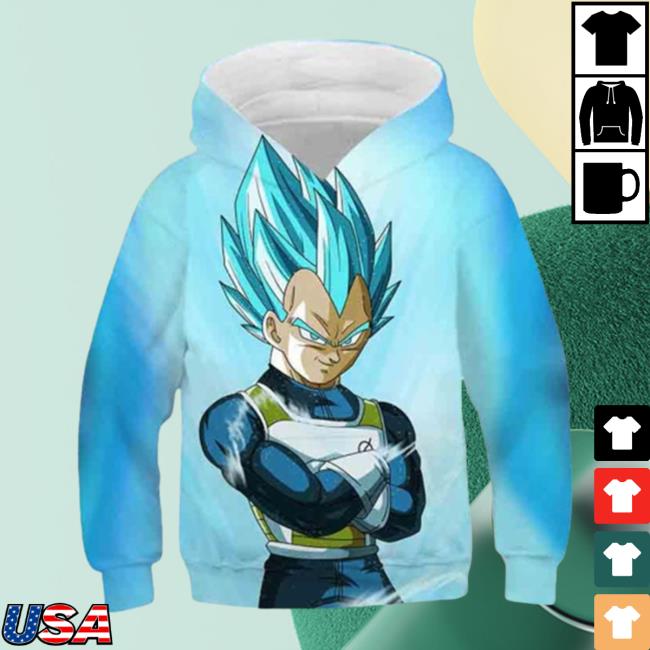 Official Dragon Ball Z Clothing DBZ Vegeta Blue Hoodie 3D Printed Unisex