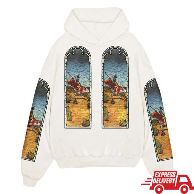 Official Est Gee Store Who Decides War x EST Gee Stained Glass Hooded Sweatshirt Cream