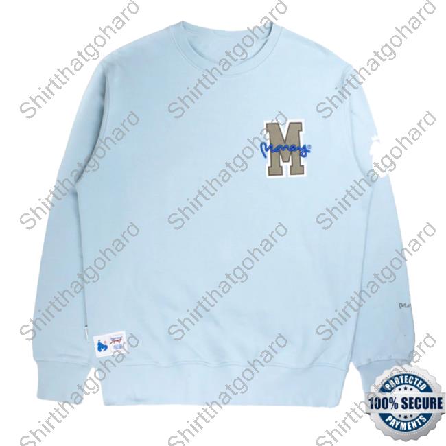Official Money Clothing Big M Crew Hoody Light Blue