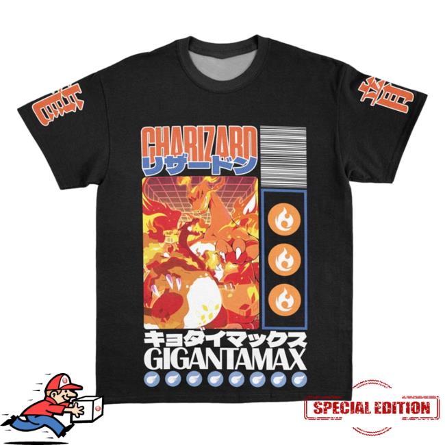 Official Anime Ape Clothing Gigantamax Charizard Pokemon Streetwear AOP Shirt 2023 3D All Over Print Animeape