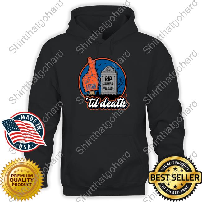Athlete Logos Merch 'Til Death T-Shirt Official Athlete Logos Merch 'Til Death Rip Here Lies A Beloved Fan Bled Orange And Blue T-Shirt