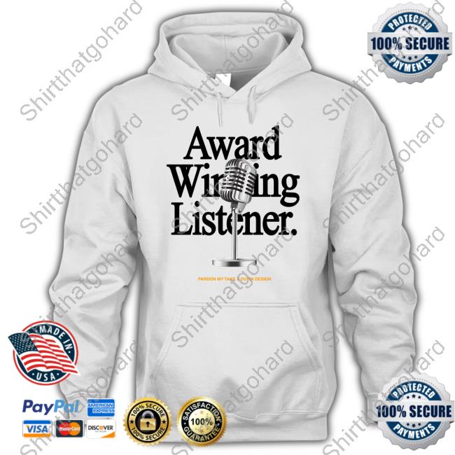 Barstool Sports Pmt X Duvin AWL White Tee Store Barstool Sports Pmt X Duvin Awl Award Winning Listener Tee