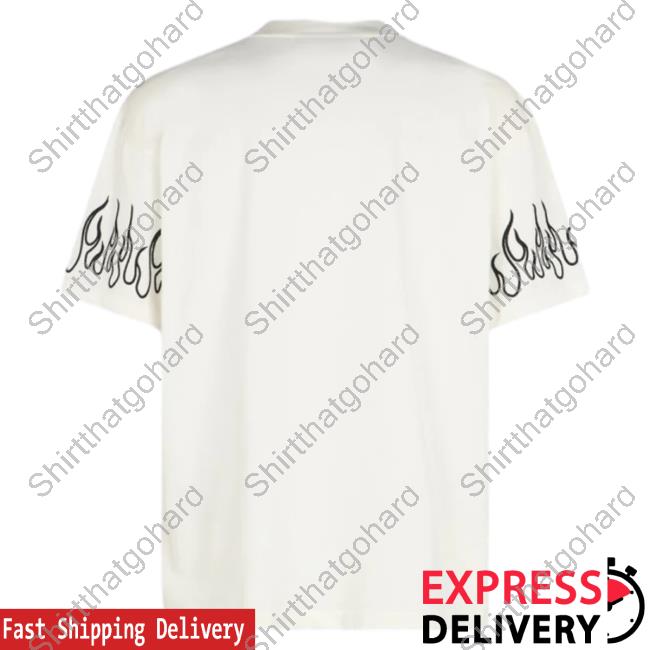 Official Vision Of Super White T-Shirt With Black Flames Official Vision Of Super White T Shirt With Black Flames
