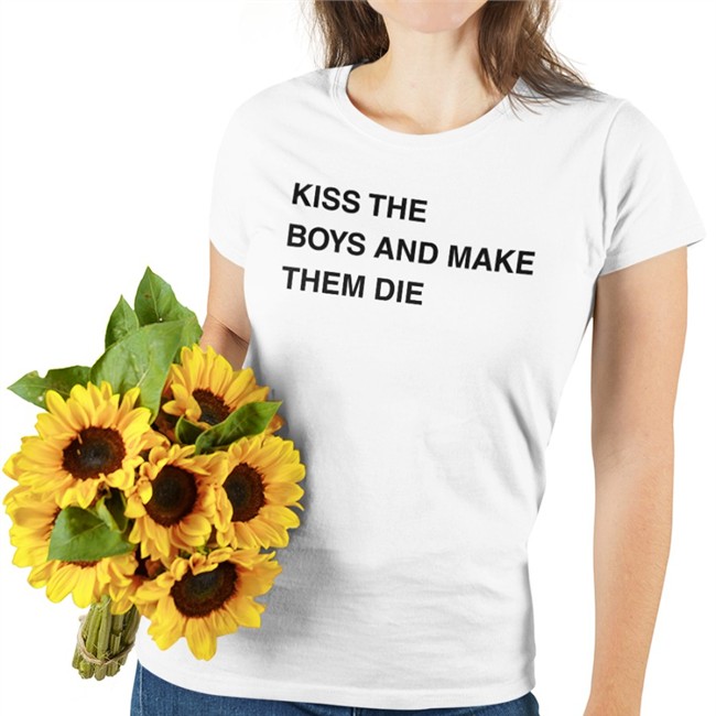Poorly Translated Shirts Kiss The Boys And Make Them Die Shirt White Kiss The Boys And Make Them Die Shirt