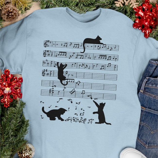 Threatening Music Notation Cat Music Hoodies Threatnotation Threatening Music Notation Cute Cat Playing Music Note Clef Musician Shirts White Threatnotation