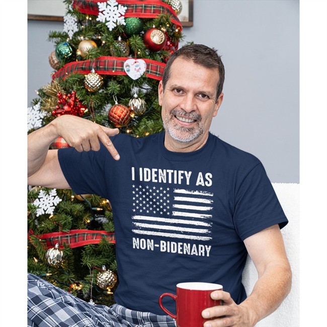 Matt I Identify As Non-Bidenary American Flag Zip Up Hooded Red I Identify As Non-Bidenary Tee