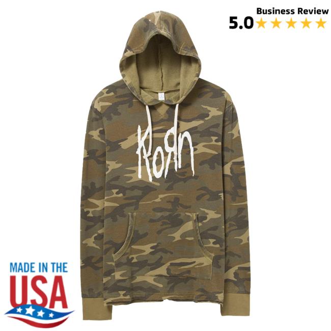 Official Korn Clothing Store Shop Merch Korn Logo Camo Crew neck Sweatshirt