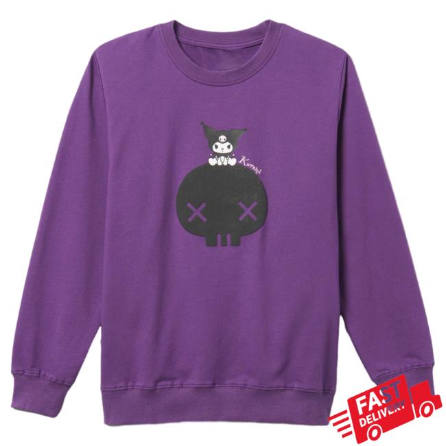 Official Sanrio Apparel Clothing Merch Store Shop Kuromi Skull Print Sweater Purple