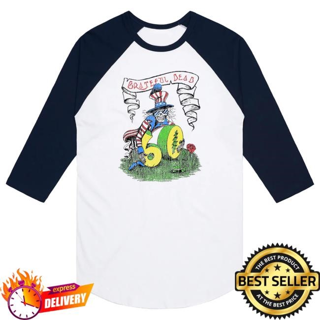 Official Teton Gravity Research Grateful Dead 60th x TGR Dead Uncle Sam Baseball L/S Tee Navy / White