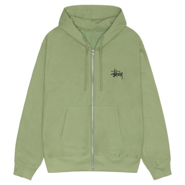 Official Stussy Clothing Store Shop Merch Basic Stüssy Zip Up Crewneck Moss Apparel