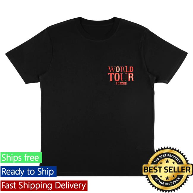 Official Louis Tomlinson Merch Store Louis Tomlinson Faith In The Future World Tour Globe Black Shirt 2023 LouisTomlinson Apparel Clothing Shop