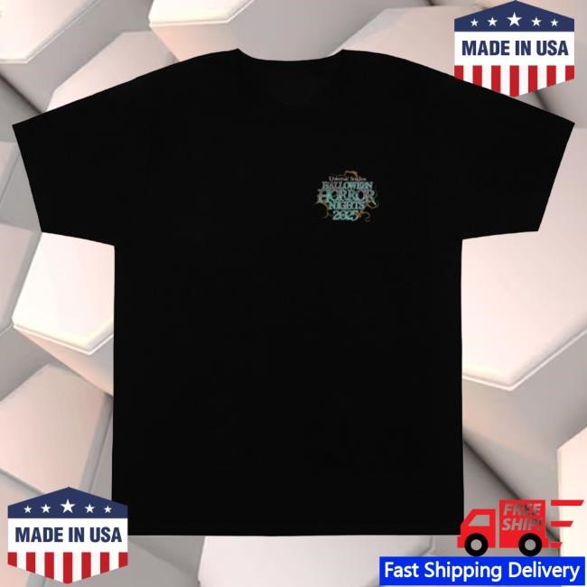 Official Halloween Horror Nights 2025 Never Go Alone Adult Hot Shirt