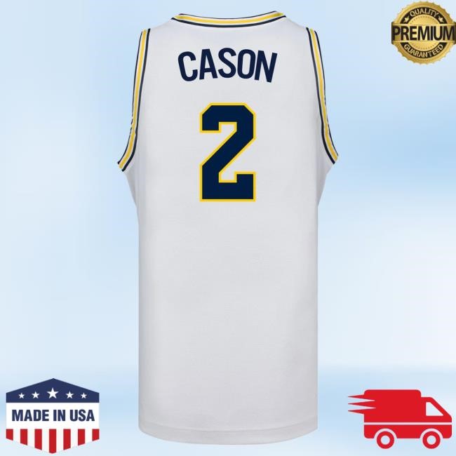 Michigan Wolverines #2 L.J Cason Student Athlete White Basketball Jersey Top Shirt | The M Den Official Merch Store Shop