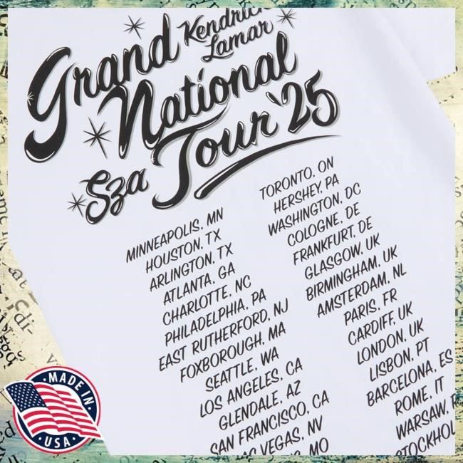 Official Sza And Kendrick Tour Merch GNT If This World Were Mine Tees Grand National Tour