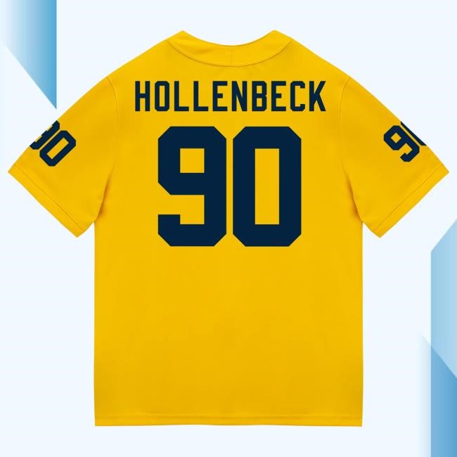 Michigan Wolverines #90 Hudson Hollenbeck Student Athlete Maize Football Jersey Tee The M Den Shop Official
