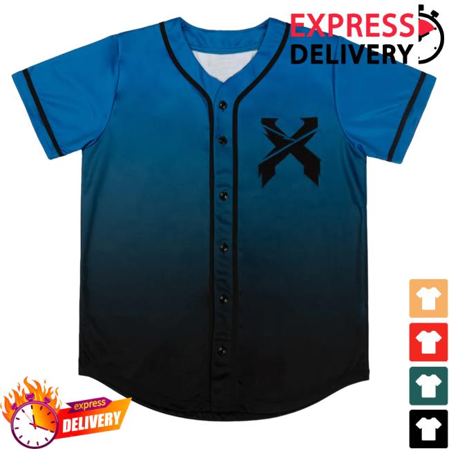 Official Headbanger Excision Blue Black Gradient Baseball Jersey Tee Shirt