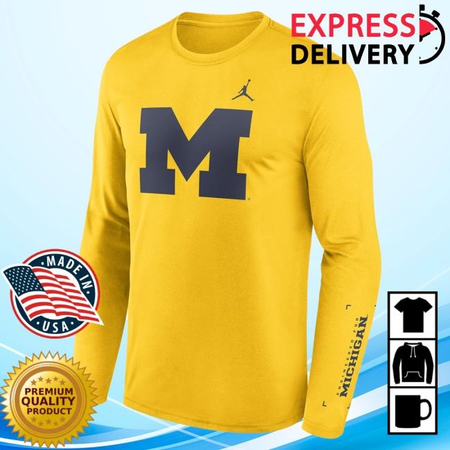 Michigan Wolverines Jordan Brand Basketball Legend Courtside Maize Long Sleeve Long Sleeve Tee The M Den Official Shop