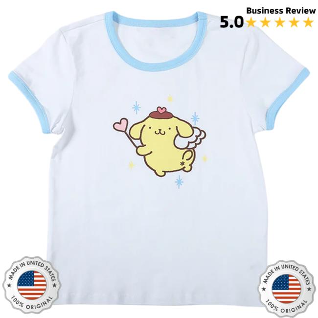 Official Sanrio Apparel Clothing Merch Store Shop Pompompurin X Dumbgood Crop Ringer Popover Shirt