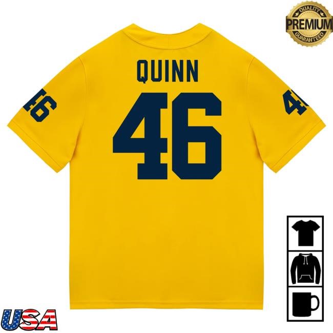 Michigan Wolverines #46 Crandall Quinn Student Athlete Maize Football Jersey New Shirt The M Den Shop Official