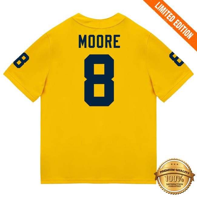 The M Den Michigan Wolverines #8 Derrick Moore Student Athlete Maize Football Jersey Shirts