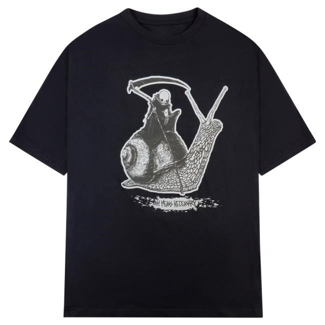 Official Any Means Necessary Clothing Slow Death T-Shirts Black Andromeda