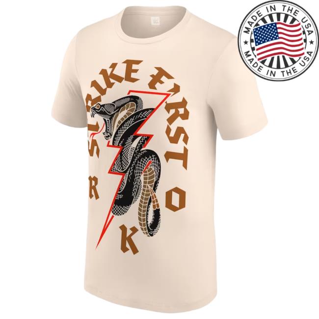 Shop WWE Men's Tan Randy Orton Strike First Viper Bolt Shirt