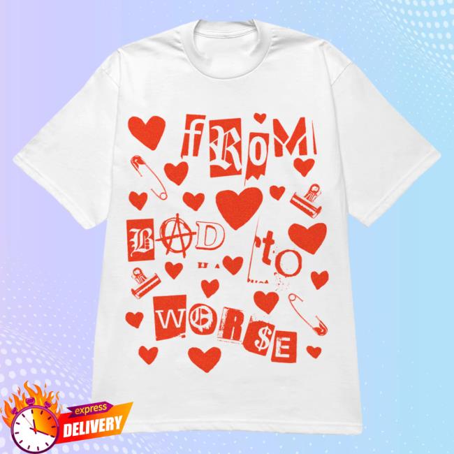 Official Misery Worldwide Bad To Worse Graphic Print White T-Shirts