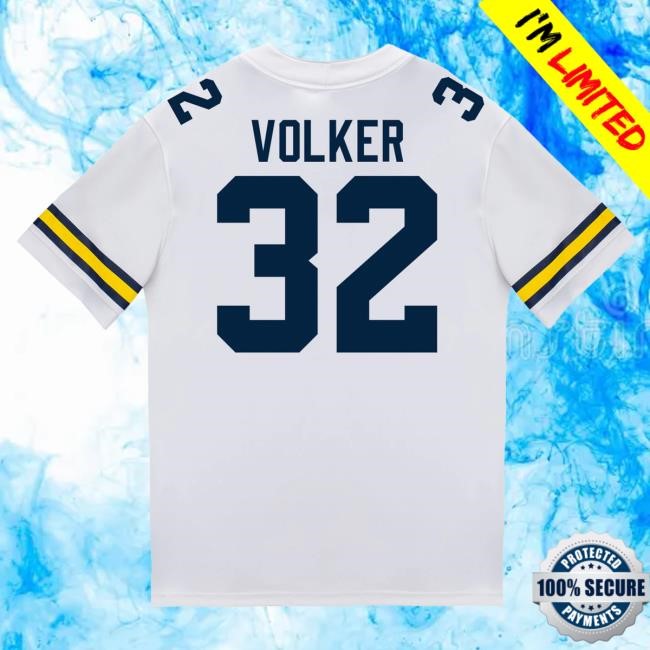Michigan Wolverines #32 John Volker Student Athlete White Football Jersey T Shirt The M Den Shop
