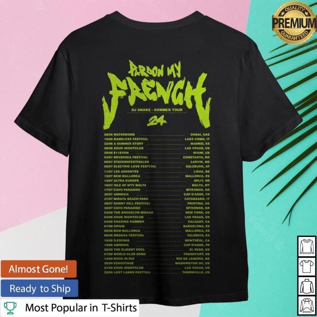 Official DJ Snake Tees PMF Summer tour DJ Snake Neon Yellow
