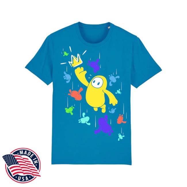 Official Devolver Digital Fall Guys Screen Print Blue Top Shirt