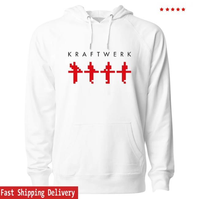 Official Hellomerch Kraftwerk Merch Store Embroidered 3-D White Popover Hoodie Hello Merch