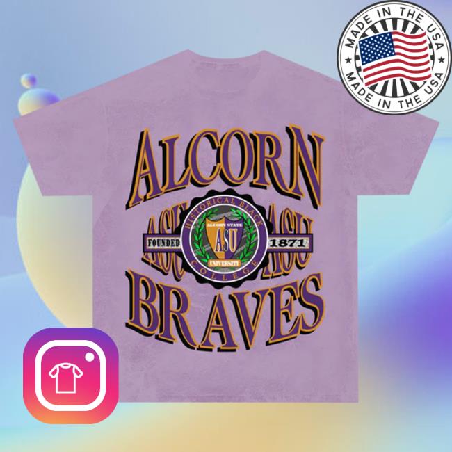 Official Black College Union Alcorn State Retro 90S Crest Tshirt Orchid [ASU]