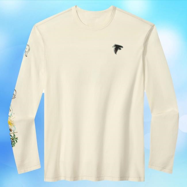 Official NFL Shop Men's Atlanta Falcons Tommy Bahama Cream Oasis Endzone Lux Long Sleeve Tee ArizonaCardinals