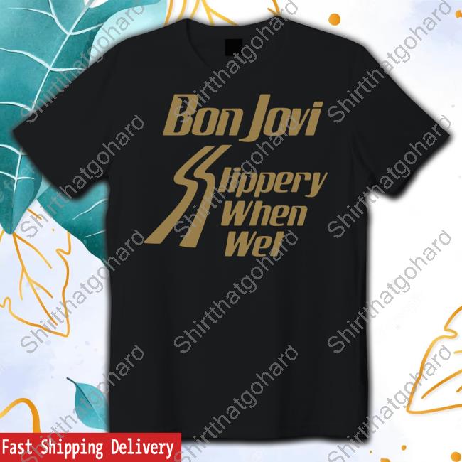 Bon Jovi Merch Black Slippery When Wet Shirts