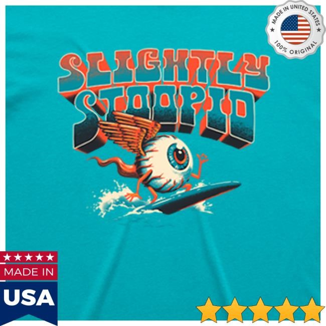 Official Slightly Stoopid Merch Store Shop Surfing Eyeball Tshirt(Teal)