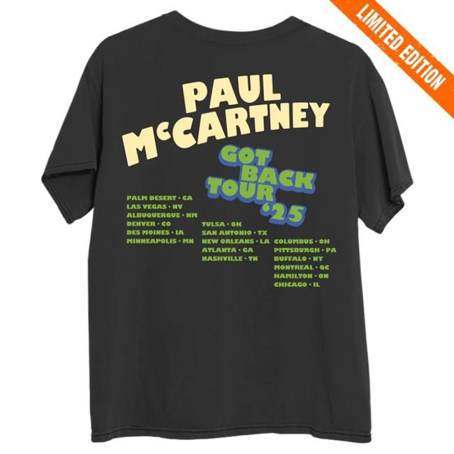 Official Paul Mccartney Merch Got Back 2025 Peace Tshirt