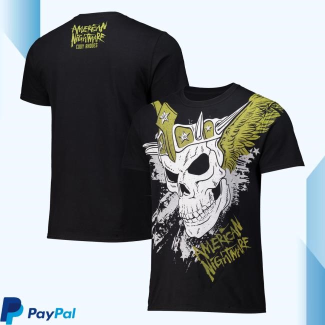 Official Shop WWE Men's Black Cody Rhodes Crowned Skull New Shirt