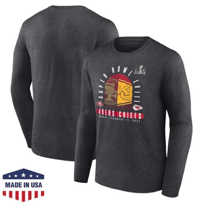 Official Rally House Merch Store RallyHouse Charcoal 2023 Super Bowl Matchup Final Battle Long Sleeve Hot Shirt Rally House Apparel Clothing Shop