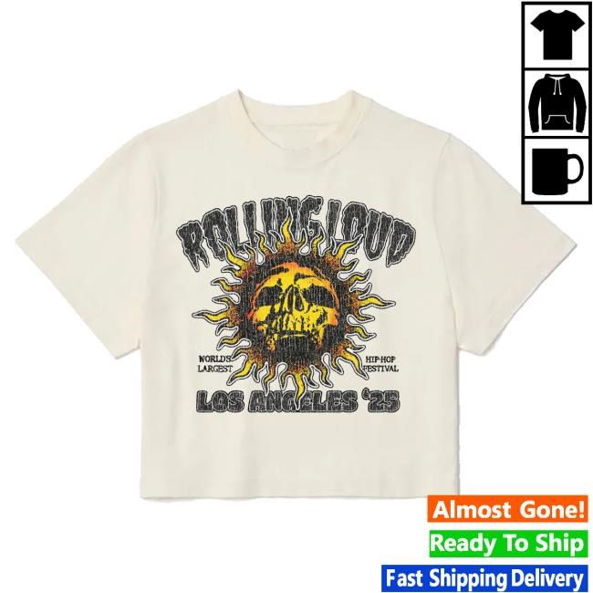 Rolling Loud RL LA 25 Sun Cream Crop Tees