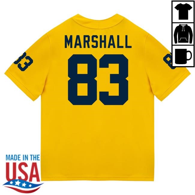 Michigan Wolverines #83 Zack Marshall Student Athlete Maize Football Jersey Tshirt The M Den Shop Official