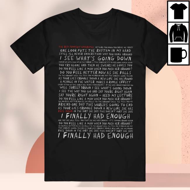 Official The Red Jumpsuit Apparatus Merch Face Down Lyric Black Hoodie