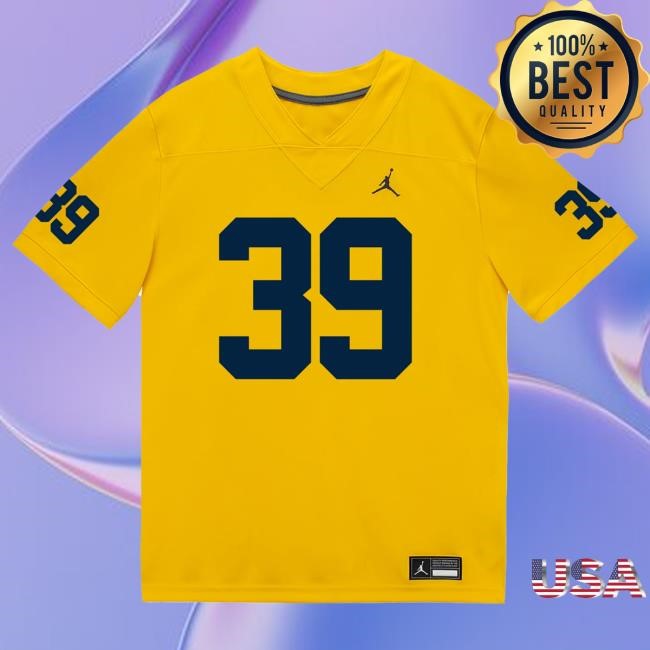 The M Den Michigan Wolverines #39 Max Reyes Student Athlete Maize Football Jersey Shirts