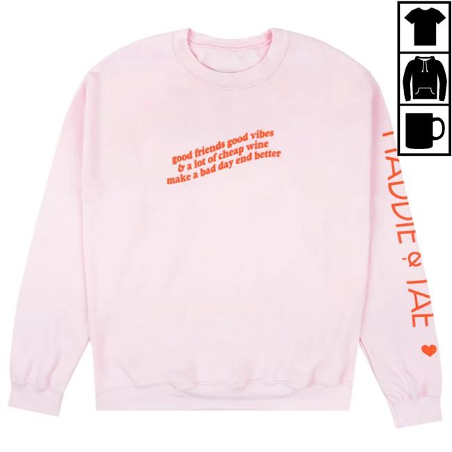 Official Maddie & Tae Store Good Friends, Good Vibes Light Pink Hood Maddie And Tae