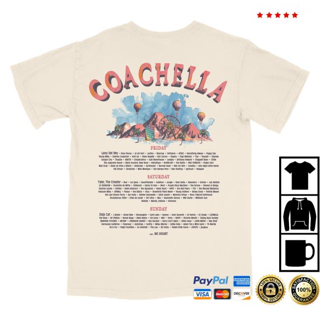 Official Coachella Merch Store Shop Watercolor 2024 Lineup T-Shirts