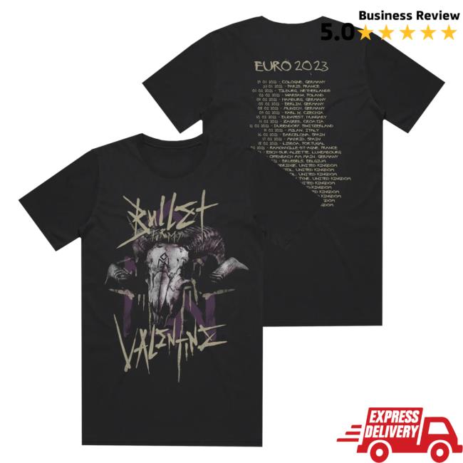 Official Bullet For My Valentine Ram Skull Black Tour T Shirt
