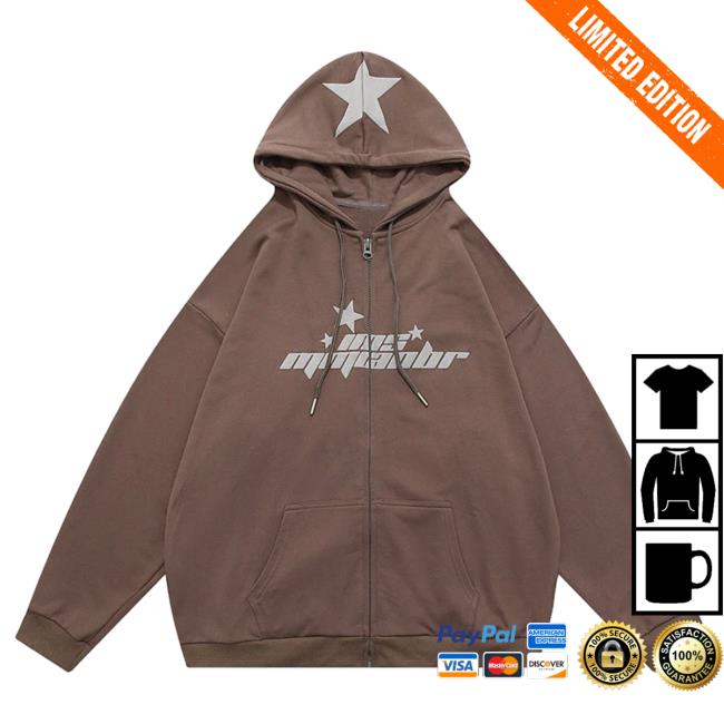 Lemandik Retro Zip Up Pullover Sweatshirt Brown Foam Star